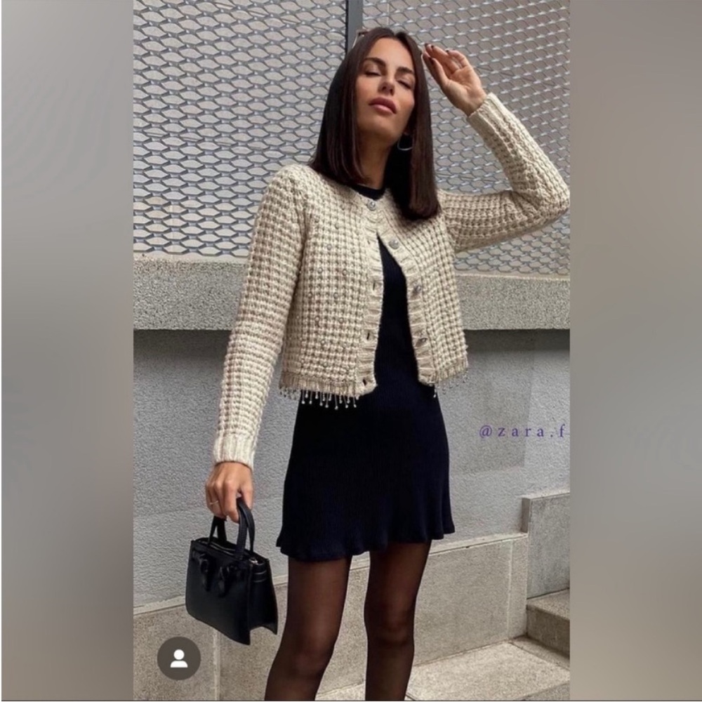 Zara beaded knit cardigan NWT